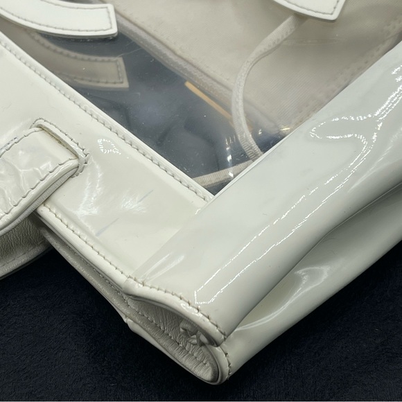 Chanel Vinyl Clear Triple CC Logo Coco Transparent Plastic Tote Shoulder Bag - Picture 7 of 16